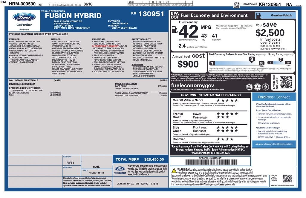 2019 Ford Fusion SE