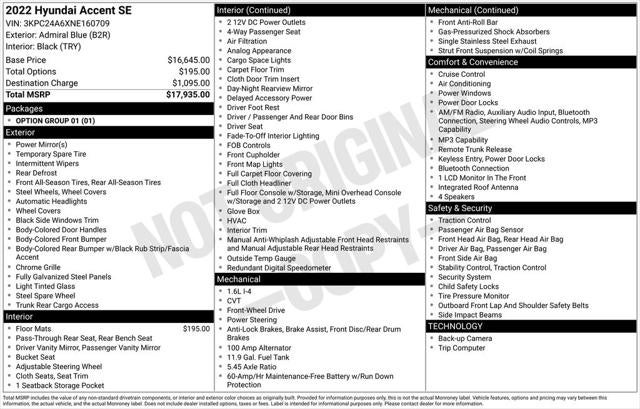 2022 Hyundai Accent SE