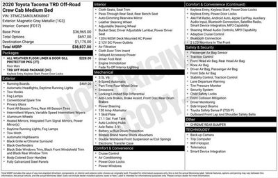 2020 Toyota TACOMA TRD OFFRD TRD Off-Road V6