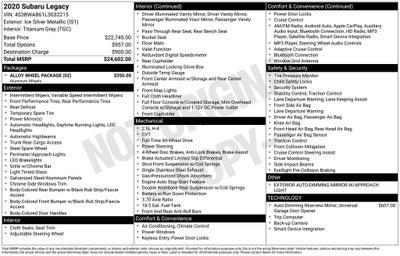 2020 Subaru Legacy Base