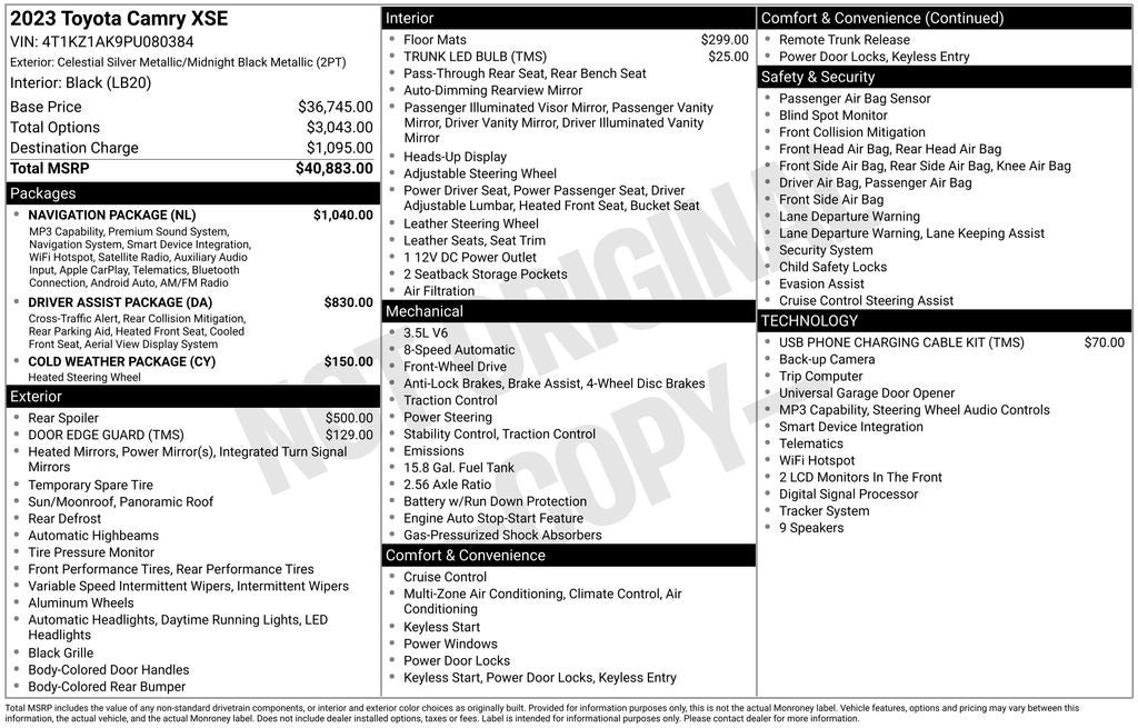 2023 Toyota CAMRY XSE V6