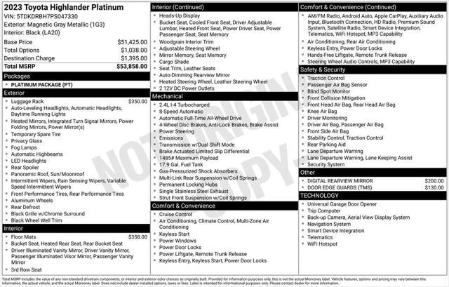 2023 Toyota Highlander Platinum