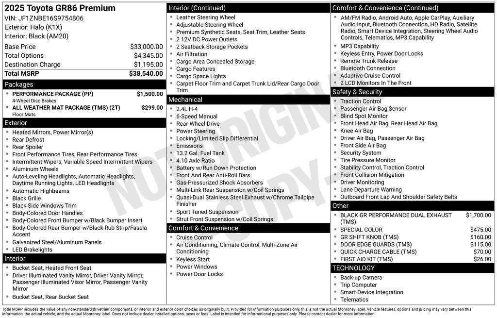 2025 Toyota GR86 PREMIUM Premium