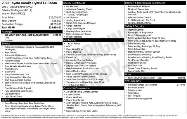 2023 Toyota COROLLA HYBRID LE