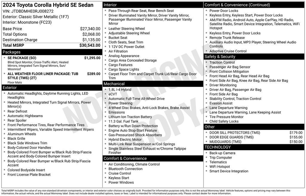 2024 Toyota COROLLA HYBRID SE