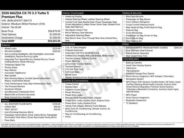 2026 Mazda Mazda CX-70 3.3 Turbo S Premium Plus AWD