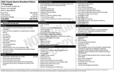 2026 Toyota Sienna Woodland Edition