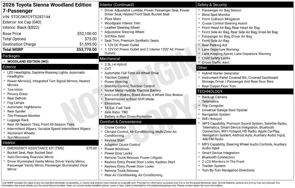 2026 Toyota Sienna Woodland Edition