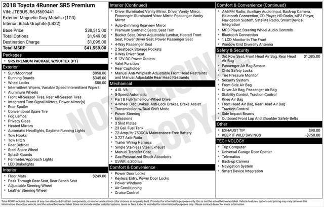 2018 Toyota 4RUNNER SR5 Premium