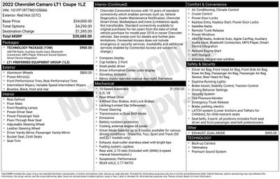 2022 Chevrolet Camaro LT1