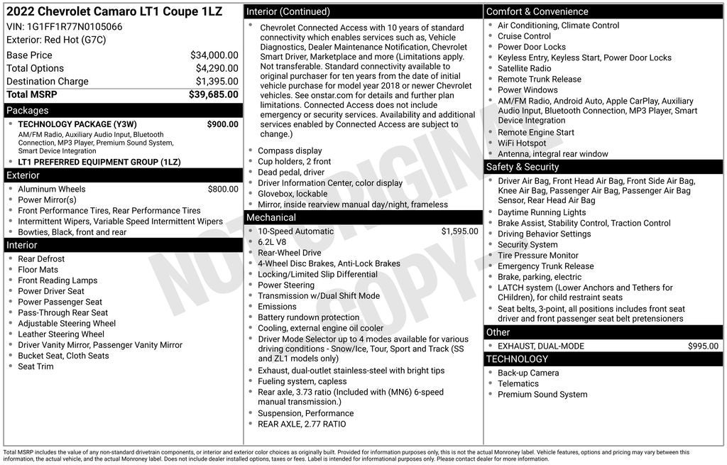 2022 Chevrolet Camaro LT1