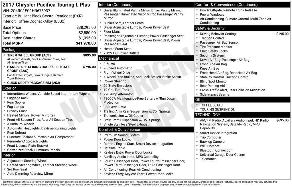 2017 Chrysler Pacifica Touring L Plus