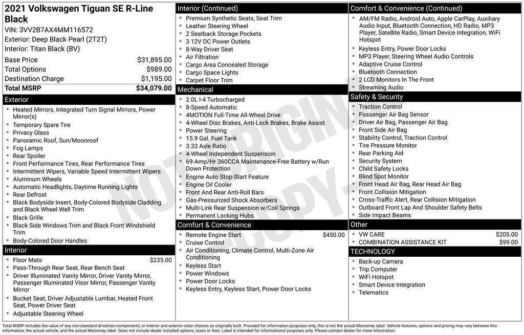 2021 Volkswagen Tiguan 2.0T SE R-Line Black