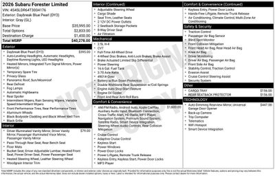 2026 Subaru Forester Limited