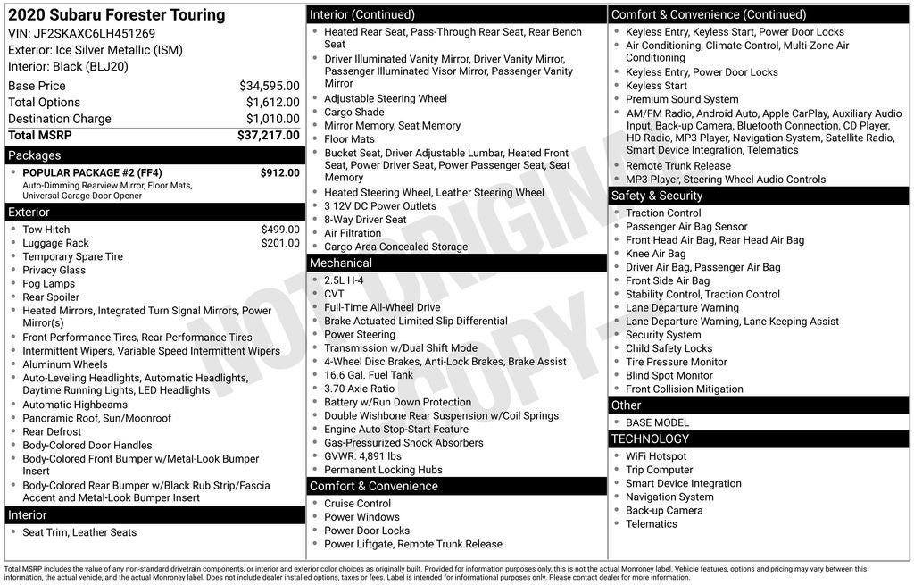 2020 Subaru Forester Touring