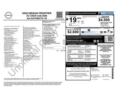 2026 Nissan Frontier Crew Cab SV