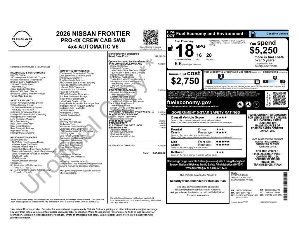 2026 Nissan Frontier Crew Cab PRO-4X®