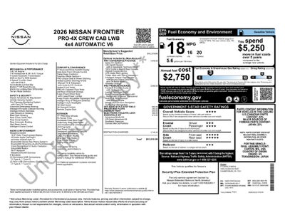 2026 Nissan Frontier Crew Cab PRO-4X® Long Bed