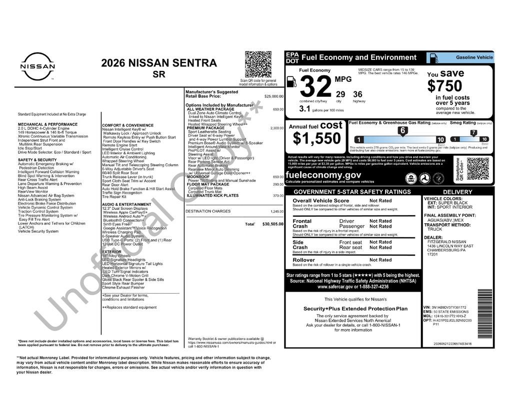 2026 Nissan Sentra SR