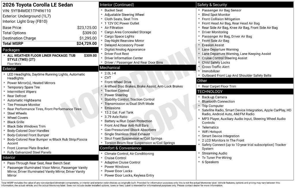 2026 Toyota Corolla LE