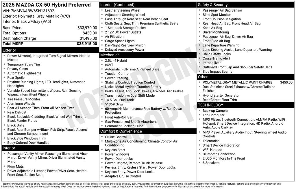 2025 Mazda Mazda CX-50 Hybrid Preferred