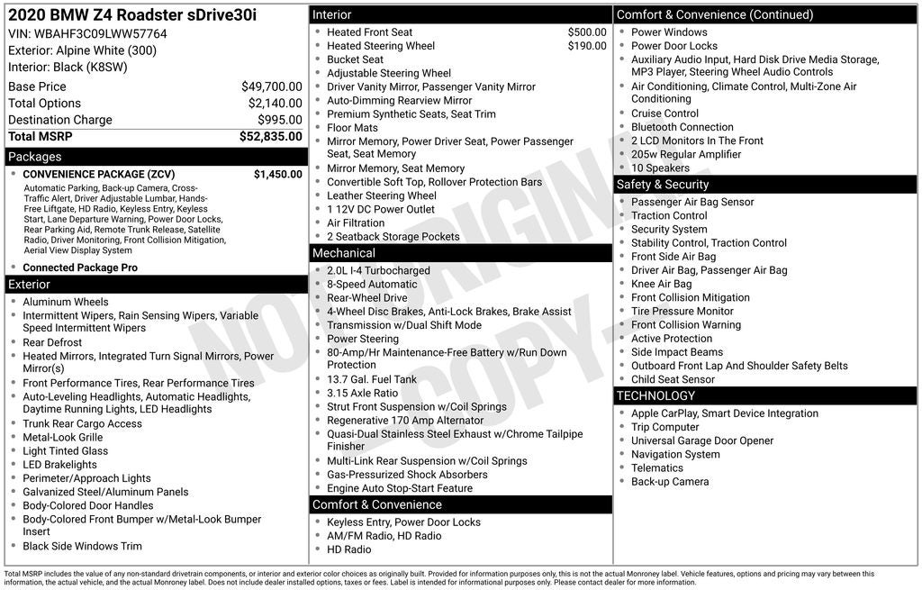 2020 BMW Z4 sDrive30i