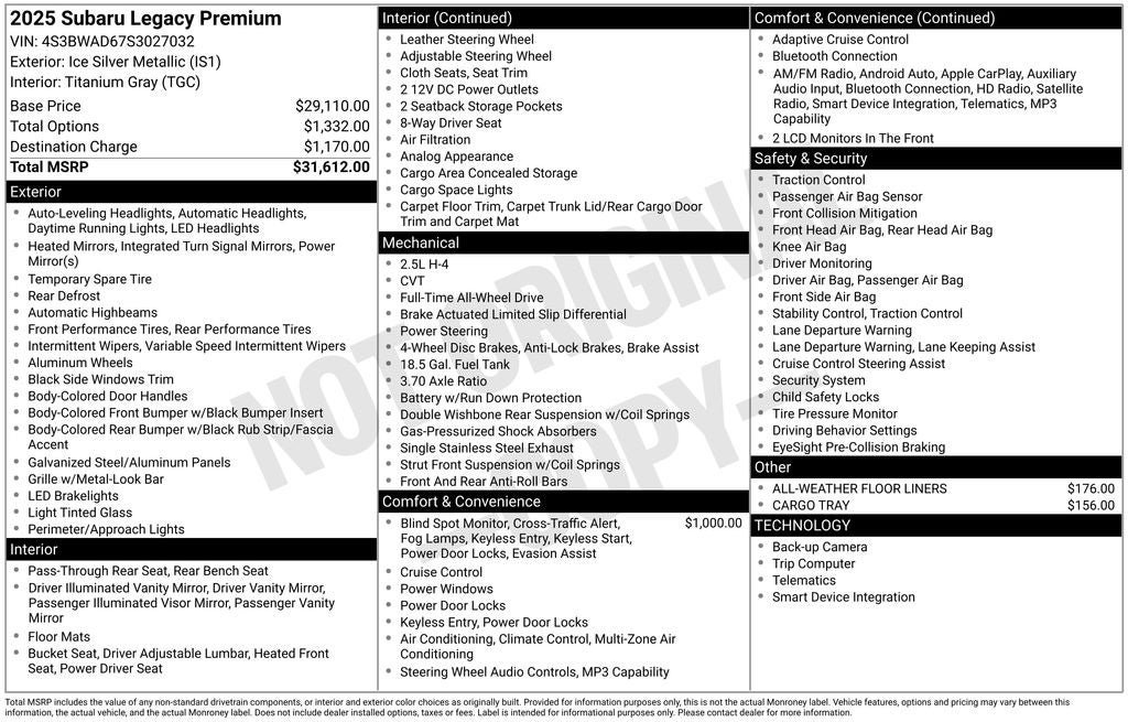 2025 Subaru Legacy Premium