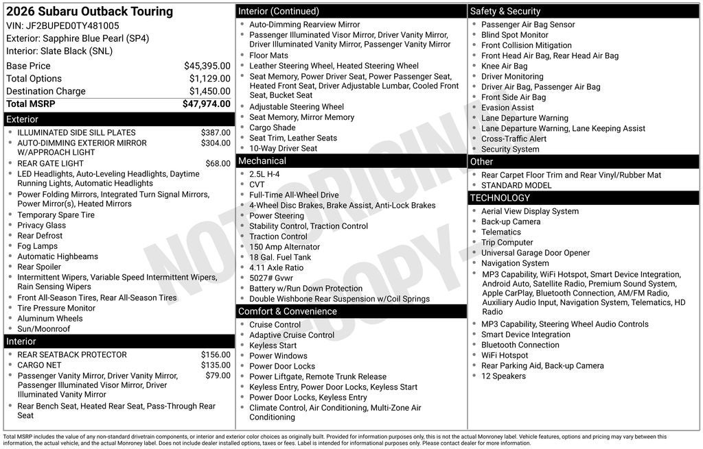 2026 Subaru Outback Touring